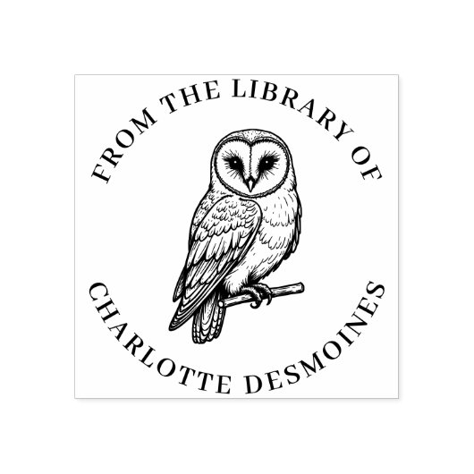 Gepersonaliseerde Barn Owl Book Stamp Custom Ex li Rubberstempel (Afrduk)