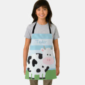 Gepersonaliseerde Barnyard Cow Kinder Apron Schort (Insitu)