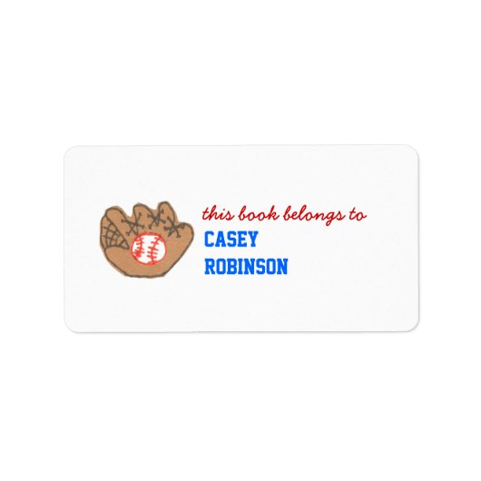 Gepersonaliseerde baseball bookplate etiket (Voorkant)