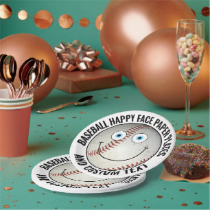 Gepersonaliseerde Baseball Party BLUE EYES Happy F Papieren Bordje
