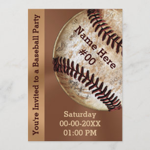 Gepersonaliseerde  Baseball Party Uitnodigingen