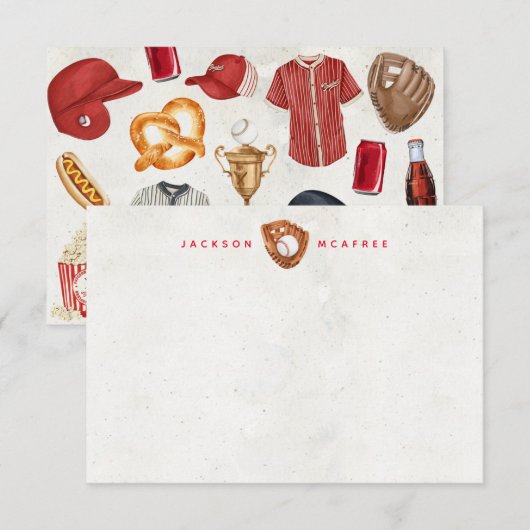 Gepersonaliseerde Baseball Stationery Note Cards Bedankkaart (Voorkant / Achterkant)