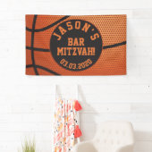 Gepersonaliseerde Basketbal Bar Mitzvah Sinaasappe Spandoek (Insitu)