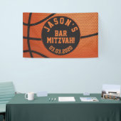 Gepersonaliseerde Basketbal Bar Mitzvah Sinaasappe Spandoek (Beurs)