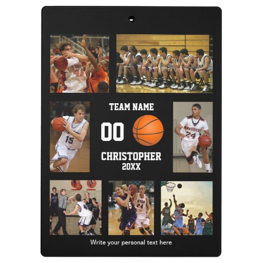 Gepersonaliseerde Basketbal Collage Klembord (Achterkant)