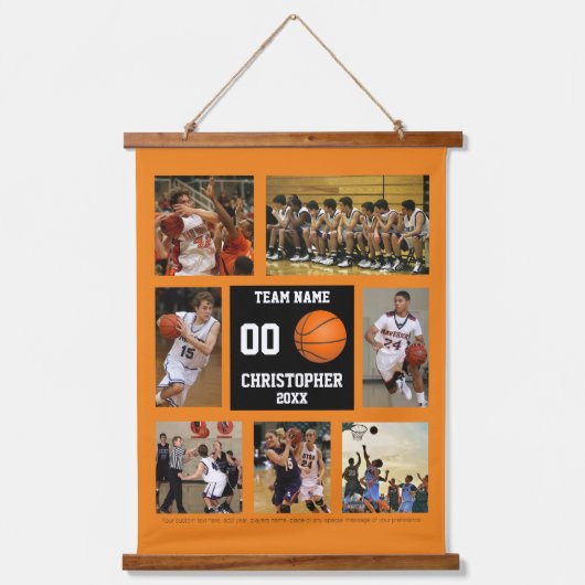 Gepersonaliseerde Basketbal foto collage Hangend Wandkleed (Voorkant)