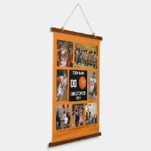 Gepersonaliseerde Basketbal foto collage Hangend Wandkleed (Gebogen)