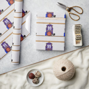 Gepersonaliseerde Basketbal Jersey Paarse Goud Cadeaupapier