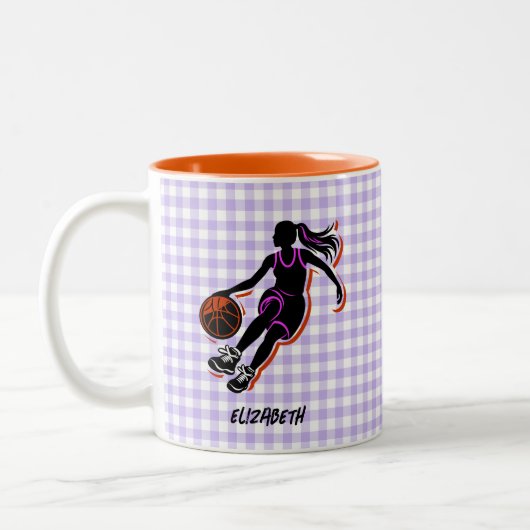Gepersonaliseerde Basketbal Meisje Koffie Mok (Links)