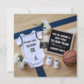 Gepersonaliseerde basketbal zwangerschap aankondig kaart (Voorkant)