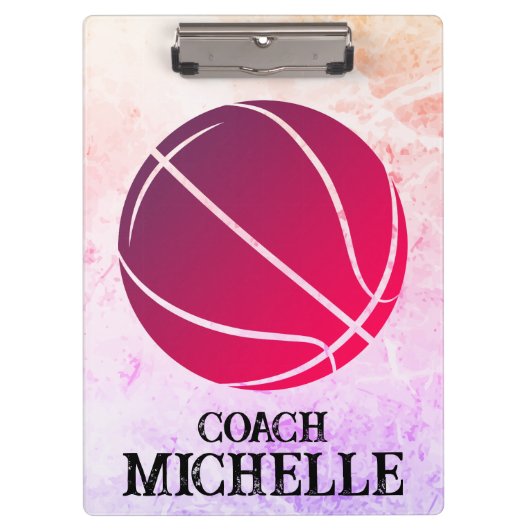 Gepersonaliseerde basketbalcoach klembord (Voorkant)