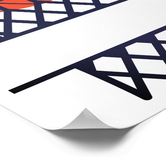 Gepersonaliseerde Basketball- en Net Split Monogra Poster (Hoek)