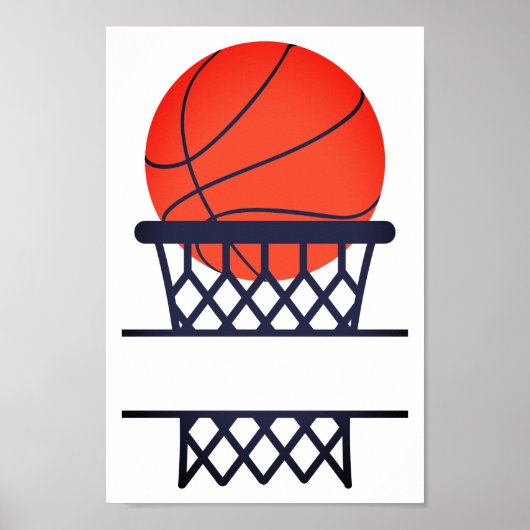 Gepersonaliseerde Basketball- en Net Split Monogra Poster (Voorkant)