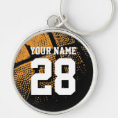 Gepersonaliseerde basketbaltrui nummer groot metaa sleutelhanger (Voorkant)