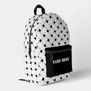 Gepersonaliseerde Basketweave Patroon, zwart en wi Bedrukte Rugzak