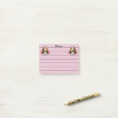 Gepersonaliseerde Basset Hound Puppy met bloemen Post-it® Notes (Op bureau)