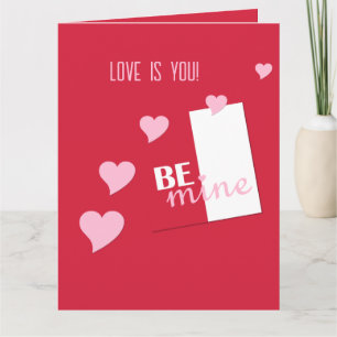 Gepersonaliseerde Be Mine Pink Hearts, Rode Valent Kaart