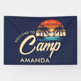 Gepersonaliseerde Beach Camp Bachelorette Party Cu Spandoek