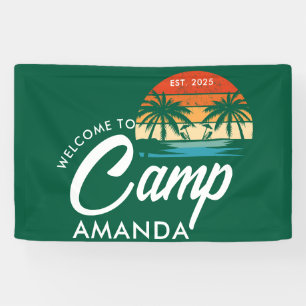 Gepersonaliseerde Beach Camp Bachelorette Party Cu Spandoek