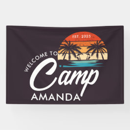 Gepersonaliseerde Beach Camp Bachelorette Party Cu Spandoek