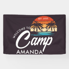 Gepersonaliseerde Beach Camp Bachelorette Party Cu Spandoek