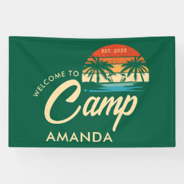 Gepersonaliseerde Beach Camp Bachelorette Party Cu Spandoek