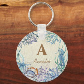 Gepersonaliseerde Beach Monogram Koraalrif Sleutelhanger (Voorkant)