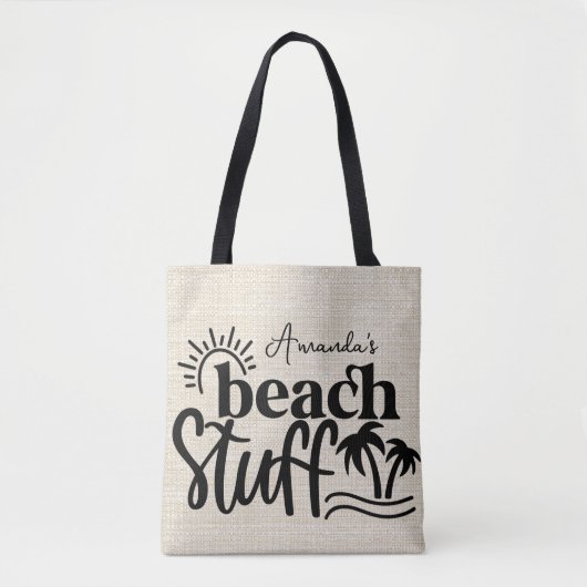 Gepersonaliseerde "Beach stuff" canvas look Draagtas (Voorkant)