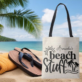Gepersonaliseerde "Beach stuff" canvas look Draagtas