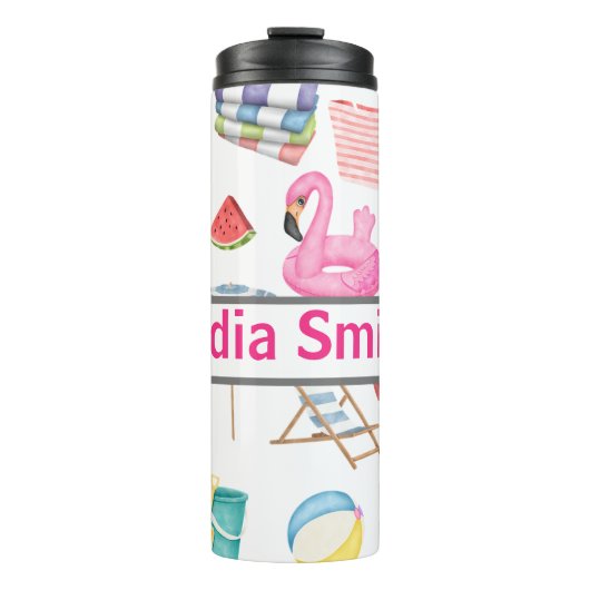 Gepersonaliseerde beachy drink tumbler thermosbeker (Voorkant)