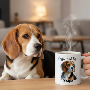 Gepersonaliseerde Beagle en Coffee Time Bruin Koffiemok