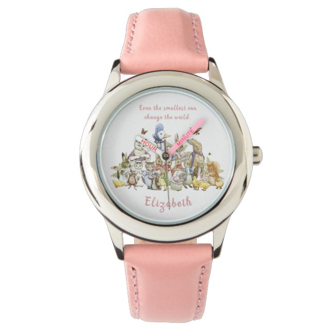 Gepersonaliseerde Beatrix Potter Peter en vrienden Horloge (Voorkant)