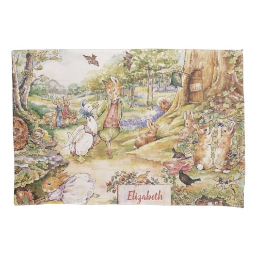 Gepersonaliseerde Beatrix Potter Peter en vrienden Kussensloop (Voorkant)