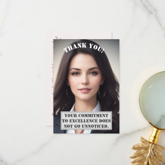 Gepersonaliseerde bedankpas: Erkende uitmuntendhei Bedankkaart (Voorkant / Achterkant in situ)