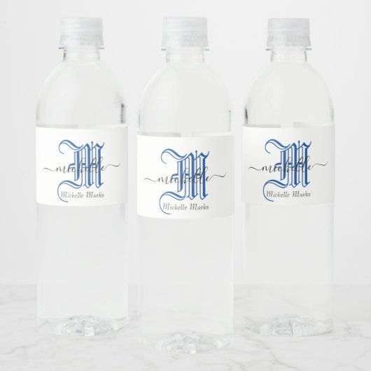 gepersonaliseerde bedrijfsnaam met monograminitiaa waterfles etiket (Flessen)