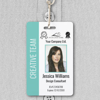Gepersonaliseerde bedrijfspasje teal badge