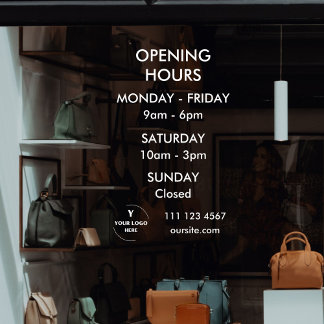 Gepersonaliseerde Bedrijfsuren Venster Cling met L Raamsticker