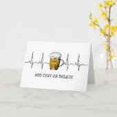 Gepersonaliseerde Beer Heartbeat  Beer Lover Kaart (Gele Bloem)
