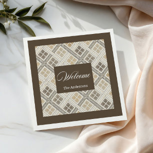 Gepersonaliseerde Beige & Brown servetten Chic geo
