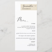 Gepersonaliseerde Beige Cream met Gastennaam Elega Menu (Voorkant)