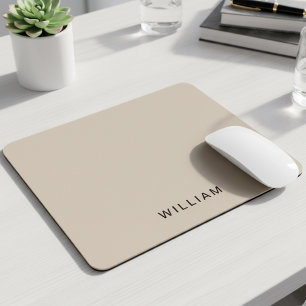Gepersonaliseerde beige en monogram   Elegant gebr Muismat