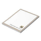 Gepersonaliseerde Beige Linen Gold Monogram Notitieblok (Gedraaid)