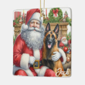 Gepersonaliseerde Belgische Malinois met de Kerst Keramisch Ornament (Links)