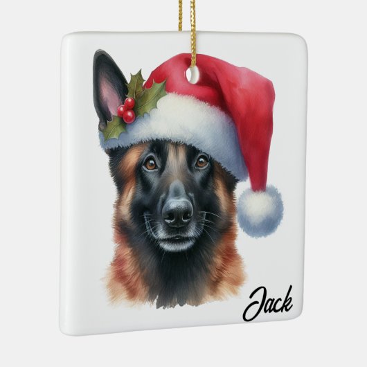 Gepersonaliseerde Belgische Mechelaar hond met Ker Keramisch Ornament (Rechts)