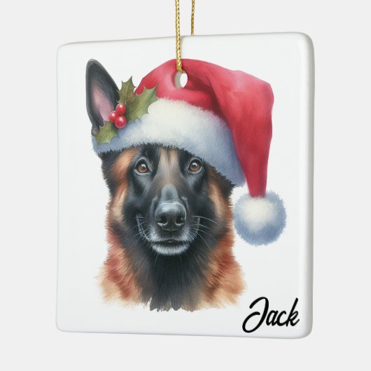 Gepersonaliseerde Belgische Mechelaar hond met Ker Keramisch Ornament (Links)