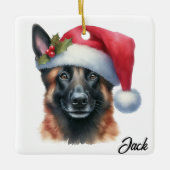 Gepersonaliseerde Belgische Mechelse Herder Hond m Keramisch Ornament (Voorkant)