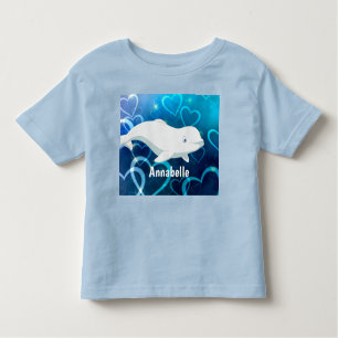 Gepersonaliseerde Beluga Whale en Blue Hearts Arct Kinder Shirts