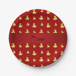 Gepersonaliseerde benaming patroon rode rubbereend papieren bordje