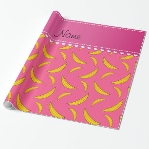 Gepersonaliseerde benaming roze bananen cadeaupapier