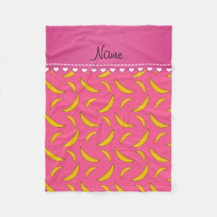 Gepersonaliseerde benaming roze bananen fleece deken